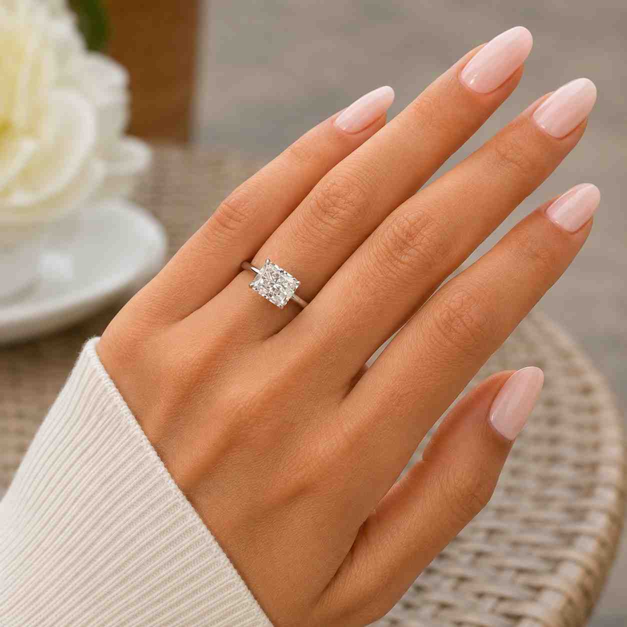 Radiant Cut Lab Grown Diamond Solitaire Engagement Ring