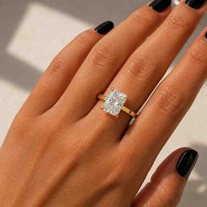 Radiant Cut Lab Grown Diamond Solitaire Engagement Ring, 14k Gold