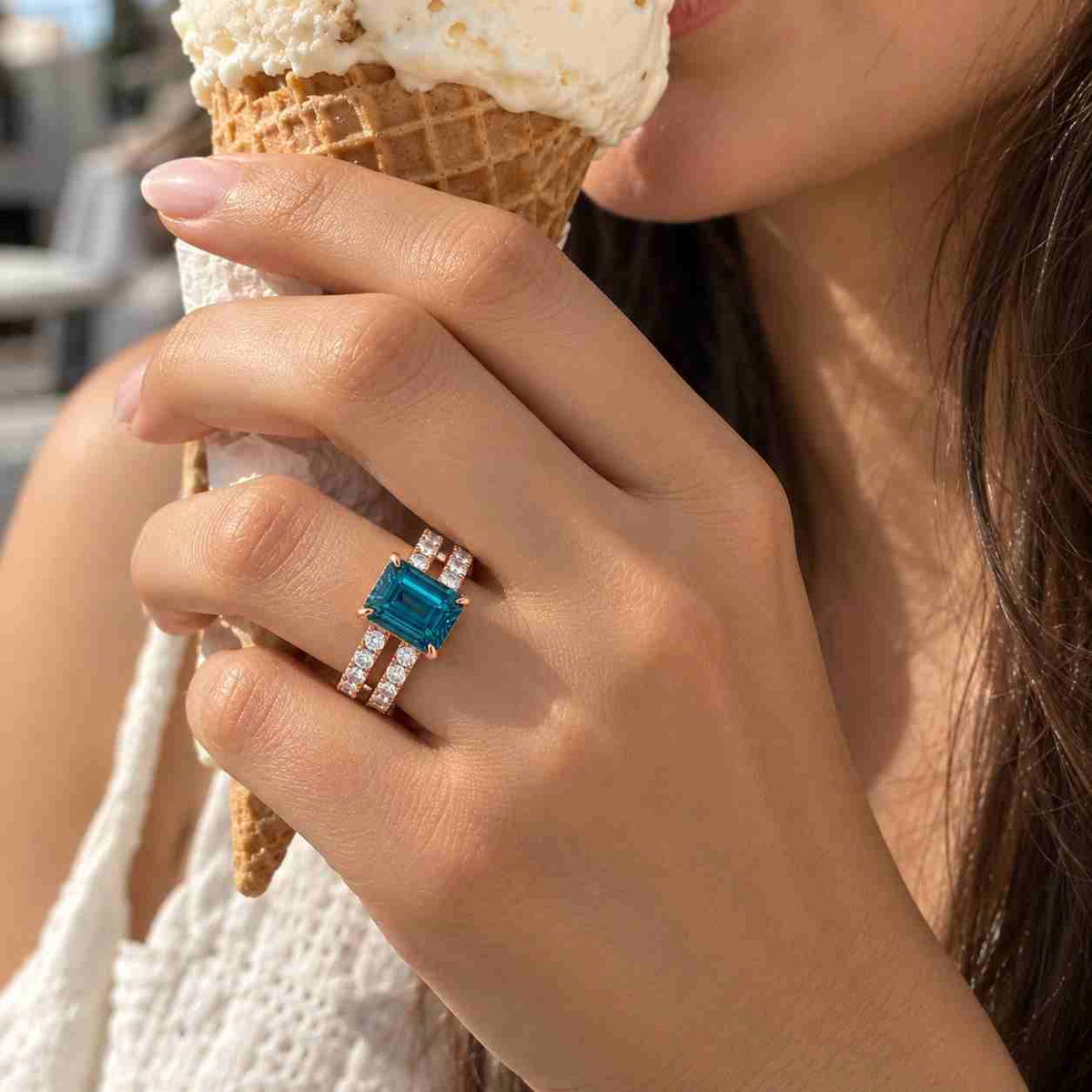 radiant cut e, vvs2 igi certified ring engagement ring lab grown diamond ring modern anniversary ring 
