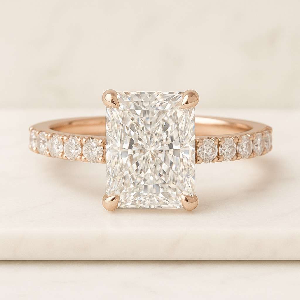 Radiant Cut IGI Certified D Color VVS2 Clarity Lab Grown Diamond Engagement Ring