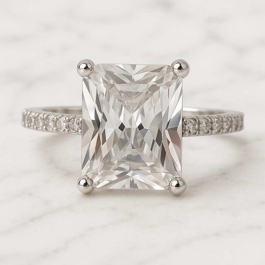 Radiant Cut Lab Diamond Solitaire Accent Ring Clarity Lab Diamond Claw Prong Set Ring