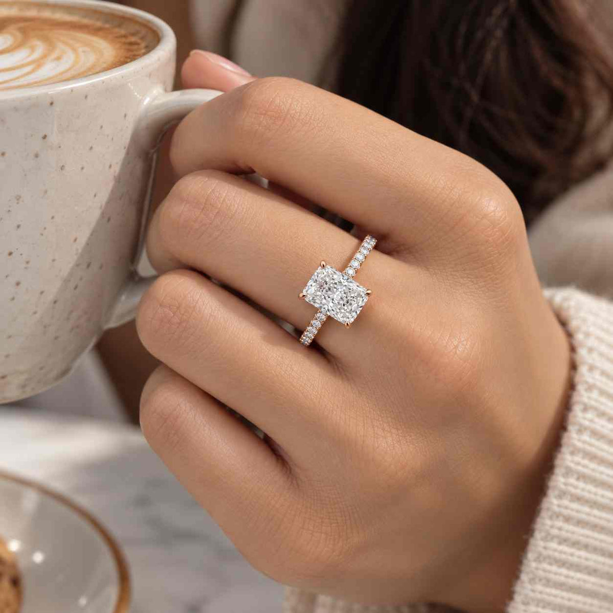 radiant cut lab grown diamond engagement ring, 0.50 to 3.0 ct radiant cut solitaire wedding ring, ring for women, anniversary gift for her
