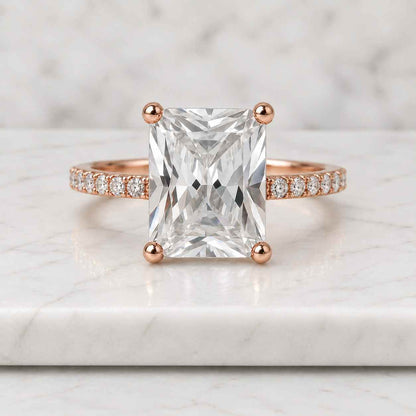 Radiant Cut Lab Grown Diamond Engagement Ring, Five Stone Diamond Promise Ring for Women, Solid Gold Ring, Anniversary Gifts for Her
