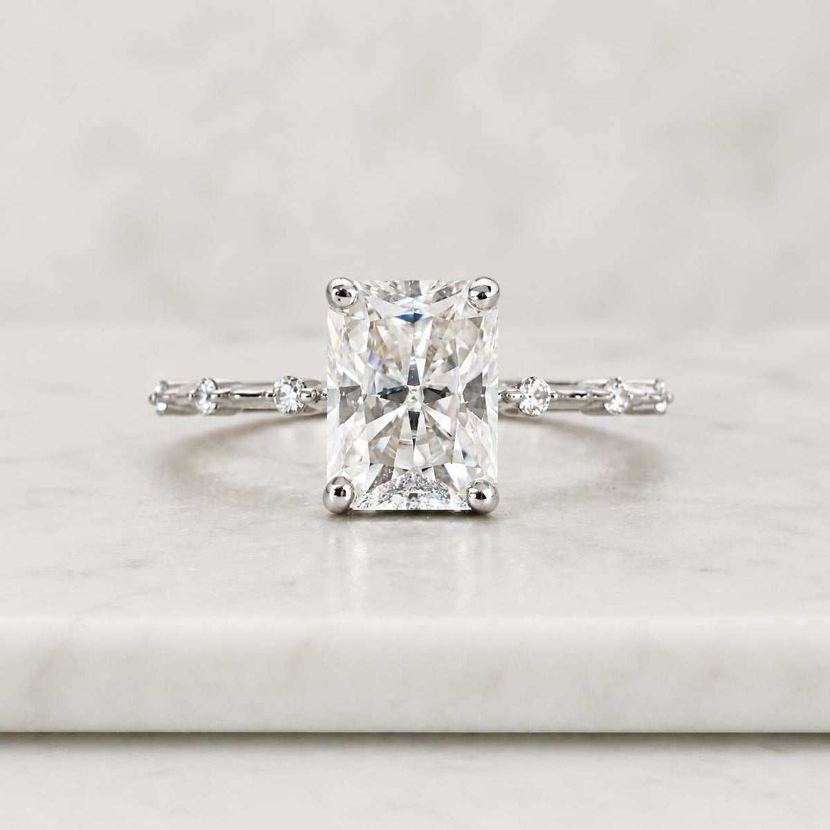 Radiant Cut Lab Grown Diamond Engagement Ring, Hidden Halo Solitaire Wedding Ring, Promise Ring for Women, Anniversary Gifts, Proposal Ring
