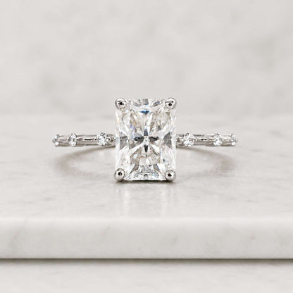 Radiant Cut Lab Grown Diamond Engagement Ring, Hidden Halo Solitaire Wedding Ring, Promise Ring for Women, Anniversary Gifts, Proposal Ring
