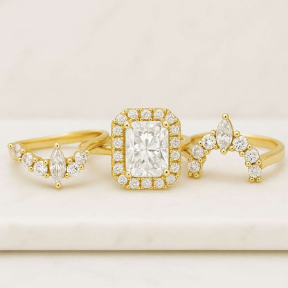 Radiant Cut Lab Grown Diamond Halo Engagement Ring