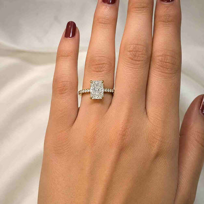 Radiant Cut Lab Grown Diamond Halo Engagement Ring, 14K White Gold Unique Red Diamond Ring, Statement Promise Jewellery, Anniversary Gift
