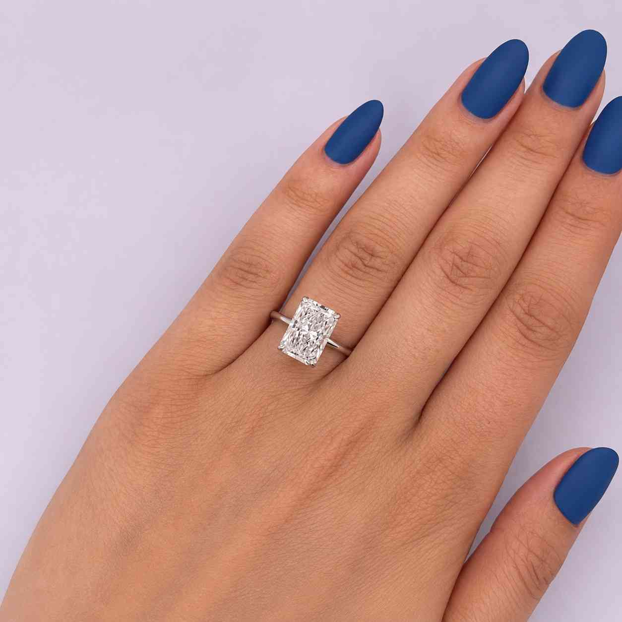radiant cut lab grown diamond hidden halo engagement ring  10k 14k 18k gold, silver & platinum  igi certified
