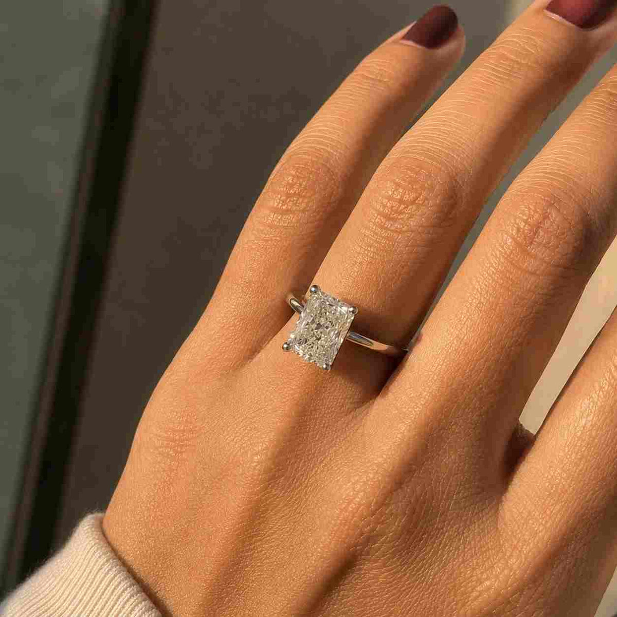Radiant Cut Lab Grown Diamond Ring, 3 CT Hidden Halo Engagement Ring, IGI Certified 14K Gold Ring, Anniversary Gift