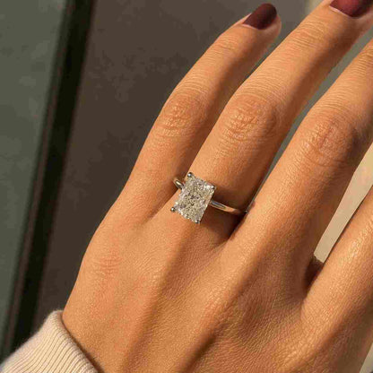 Radiant Cut Lab Grown Diamond Ring, 3 CT Hidden Halo Engagement Ring, IGI Certified 14K Gold Ring, Anniversary Gift