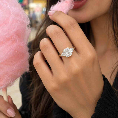 Radiant Cut Lab Grown Diamond Ring, Open Bypass Engagement Ring, Solitaire Diamond Ring, Rose Gold Bridal Ring, Unique Proposal Ring
