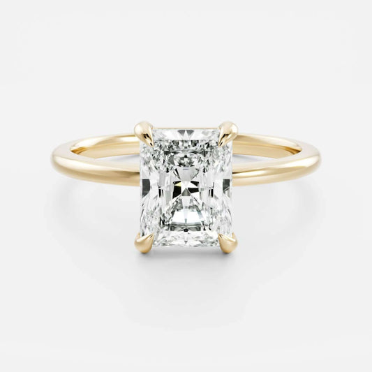 Radiant Cut Lab Grown Diamond Solitaire Engagement Ring 14k Gold