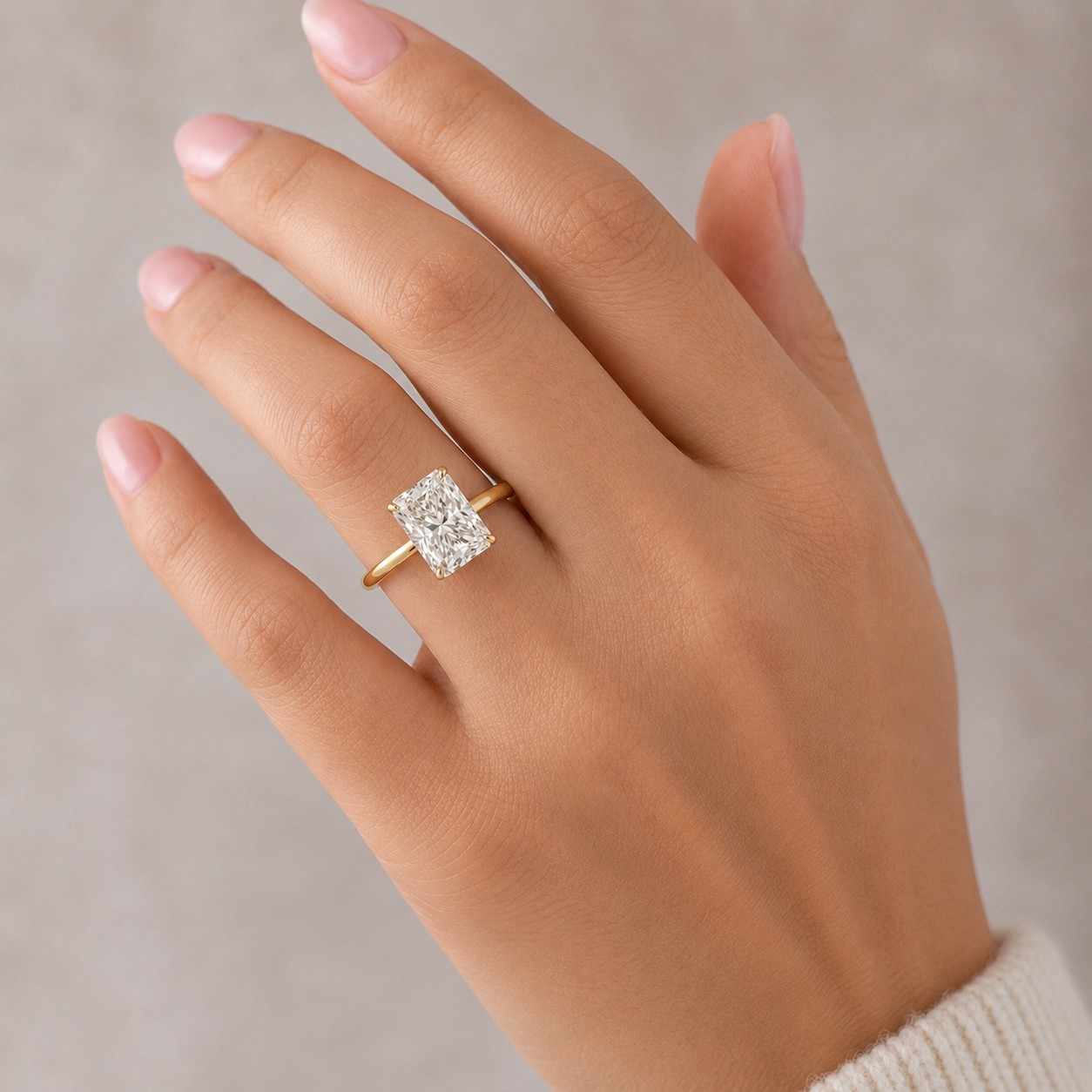 Radiant Cut Lab Grown Diamond Solitaire Engagement Ring, 14k Gold IGI Certified Anniversary Gift