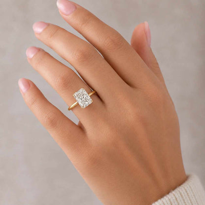 Radiant Cut Lab Grown Diamond Solitaire Engagement Ring, 14k Gold IGI Certified Anniversary Gift