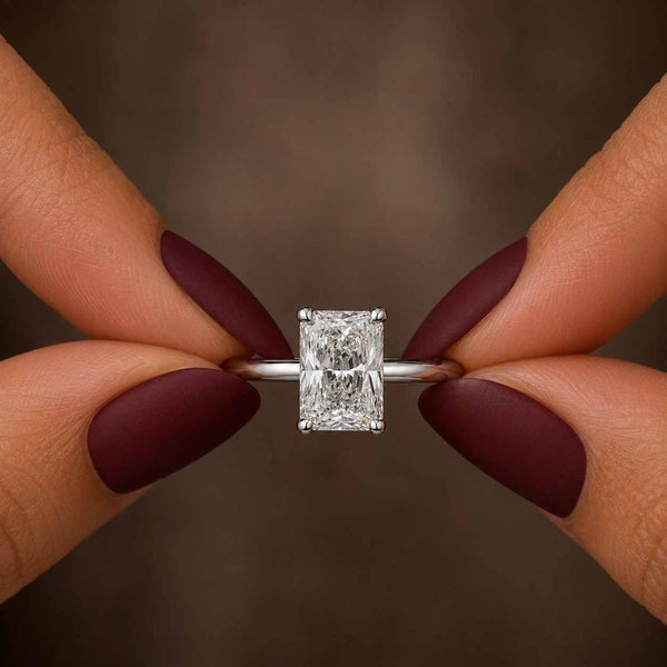 3 CT Radiant Cut Lab Grown IGI Certified Diamond Engagement Ring Hidden Halo Solitaire