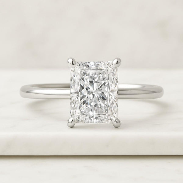 Radiant Cut Moissanite Engagement Ring 14k Solid Gold Solitaire IGI Certified Radiant Cut Lab Grown Diamond Engagement Ring