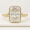 14K Gold Radiant Cut Bezel Set Solitaire Moissanite Ring