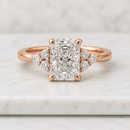 Radiant Cut Solitaire Diamond Engagement Ring Solid 10K 14K 18K Gold Ring 5 Stone Ring for Anniversary Gift Genuine Lab Grown Diamond Ring