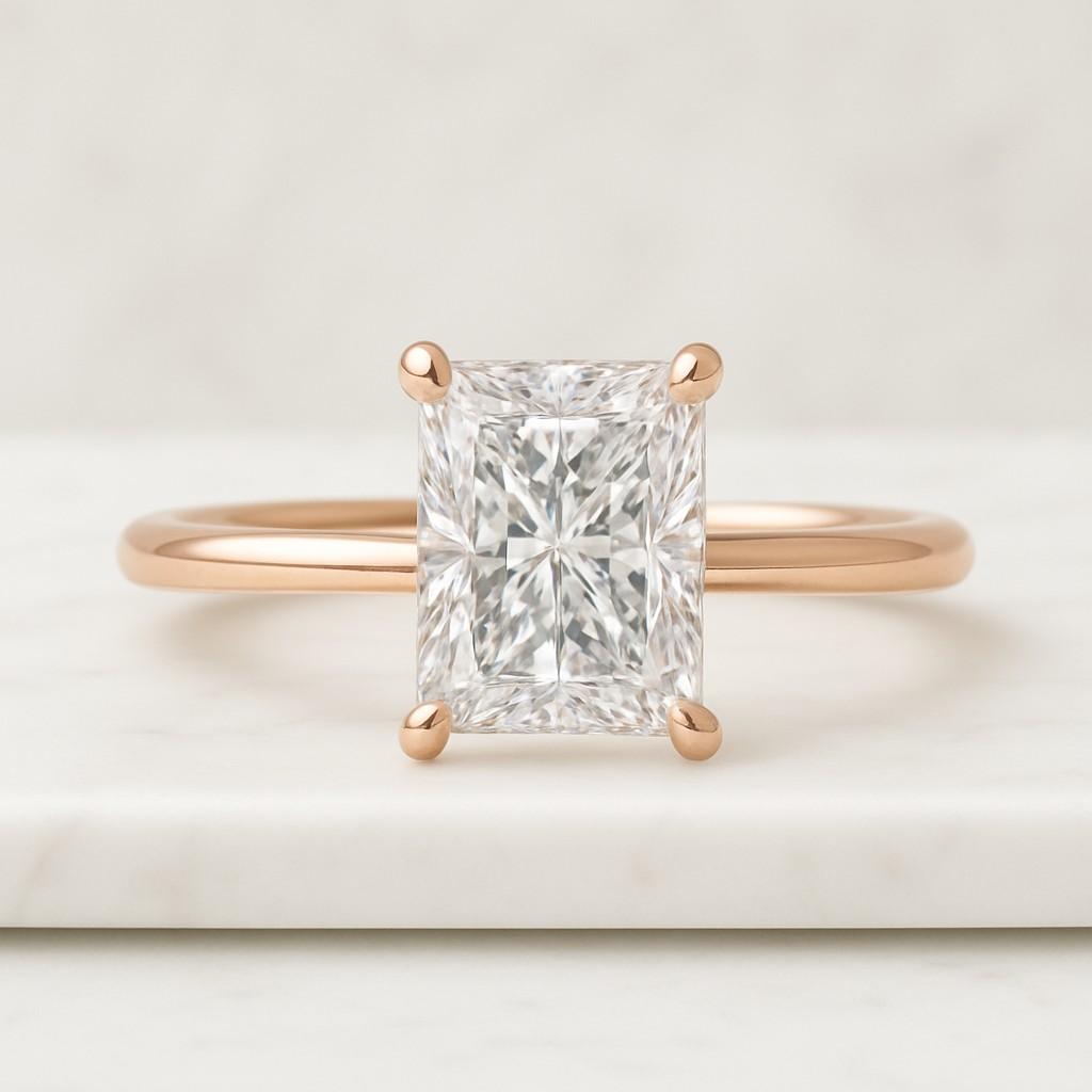 Radiant Cut Solitaire Engagement Ring Fancy Yellow Diamond Ring