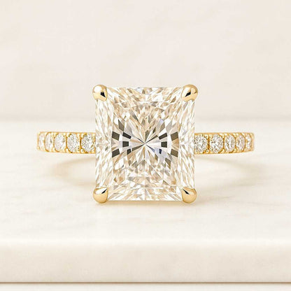 Radiant Diamond Engagement Ring Set 1 Carat IGI Certified Ring with Matching Band Double Prong Ring Genuine Lab Grown Diamond Ring 