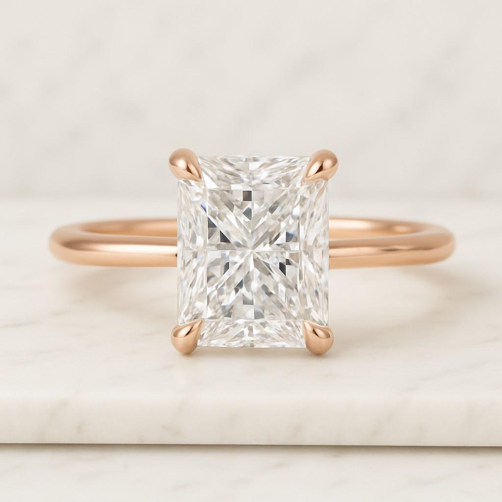 Radiant Diamond Engagement Ring Set 1 Carat IGI Certified Ring with Matching Band