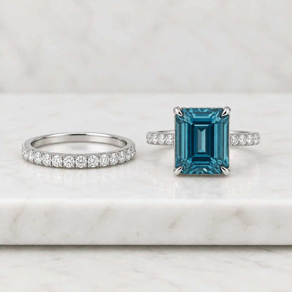 Radiant Diamond Engagement Ring Three Stone Ring for Her Radiant Cut Lab Diamond Ring Trilogy Diamond Ring Genuine Diamond Anniversary Ring
