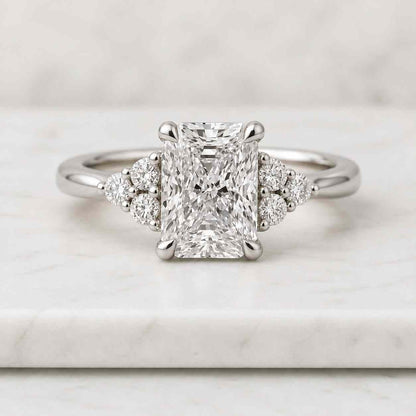 Radiant Lab-Grown Diamond Engagement, IGI Certified EVS1 Radiant Cut CVD Diamond Wedding Ring, Cluster Set Proposal Ring, Fine Jewelry