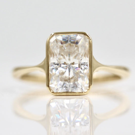 Radiant cut Diamond classic bezel set Anniversary Engagement Wedding Ring