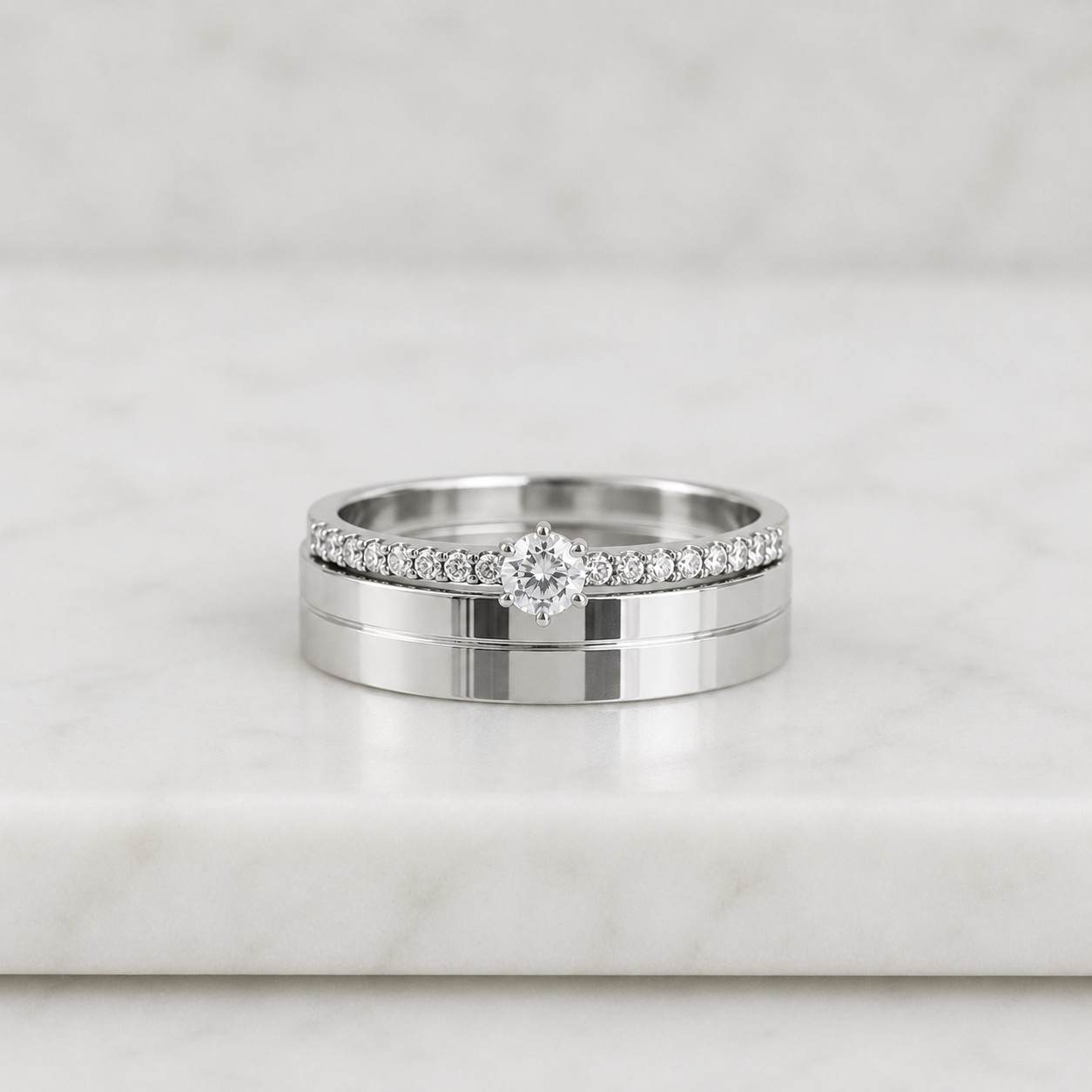 Radiant cut engagement ring lab grown diamond wedding ring set white gold IGI certified hidden halo CVD diamond bridal set anniversary