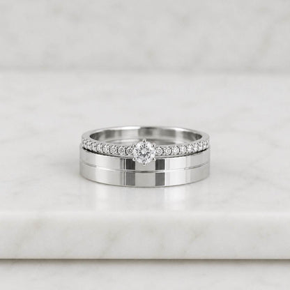Radiant cut engagement ring lab grown diamond wedding ring set white gold IGI certified hidden halo CVD diamond bridal set anniversary