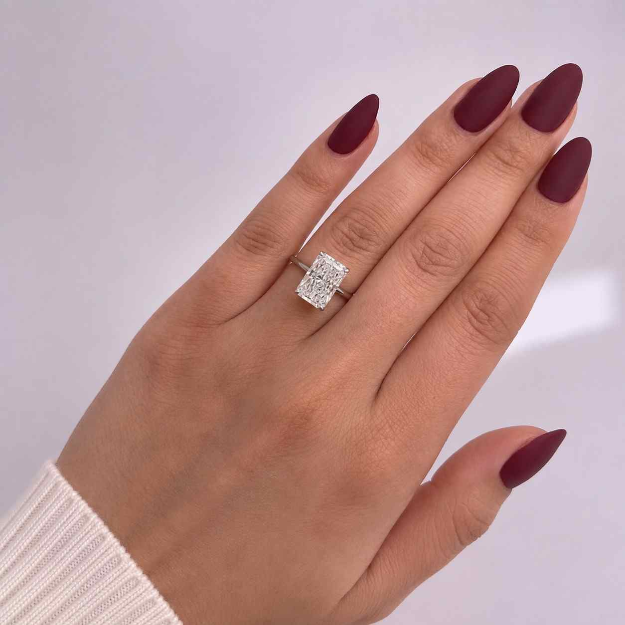 Radiant cut lab grown diamond engagement ring for women