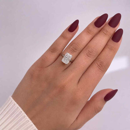 Radiant cut lab grown diamond engagement ring for women