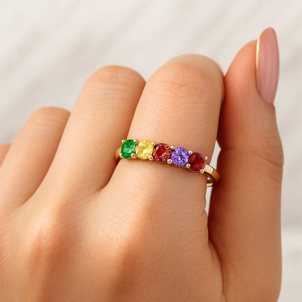 Multi Sapphire Full Eternity Band 14k Solid Gold Colorful Engagement Ring Rainbow Ring Bridal Ring Gift For Her