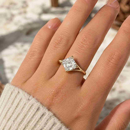 Rare 4 carat IGI Certified E/VVS2 Emerald Cut Lab Grown Diamond Three Stone Engagement Ring, Side Baguettes 18k White Gold, Perfect gift 