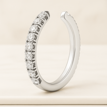 unique open cuff band delicate bezel set wedding ring