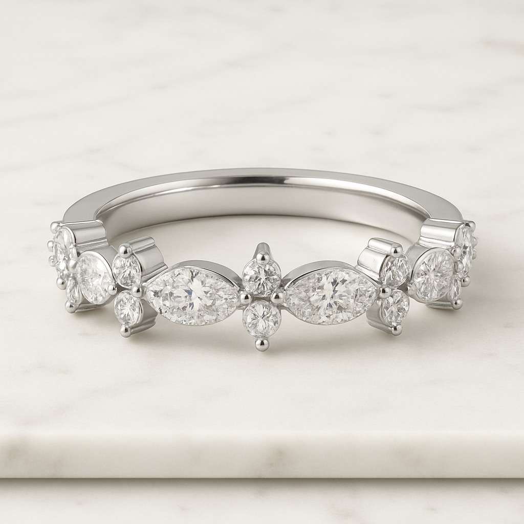 Diamond Wedding Ring Marquise Stackable Ring for Engagement Ring