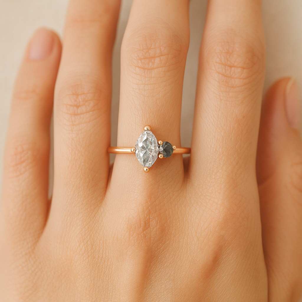 Real Lab Grown Diamond Stackable Band for Women Round Cut Lab Grown Diamond Band Marquise Wedding Band Half Eternity Band 