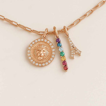 Real 14K Yellow Gold Lion Pendant Solid Gold Leo Pendant