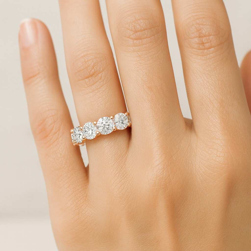 Real Lab Created Diamond Wedding Ring Full Eternity Ring Round Diamond Band