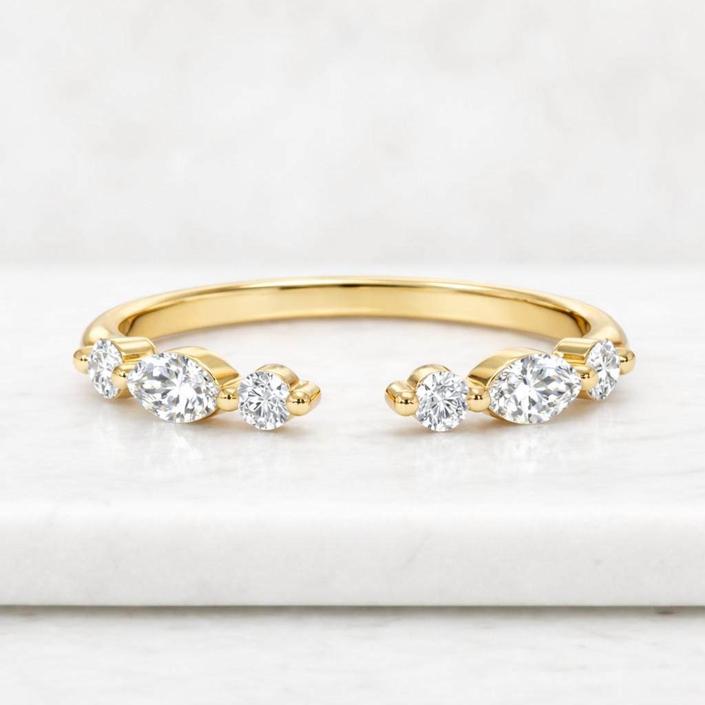 real lab diamond open cuff wedding ring thin open gap stacking ring minimalist custom open gap band ring for her womens cuff stackable band

