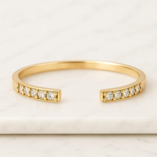 Real Lab Diamond Open Wedding Band Unique Gap Ring for Open Stacking Diamond Band Can be Customize Bridal Jewelry