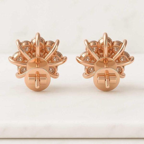 Real Lab Grown Diamond Earrings Bridal Earrings for Her Eaveryday Round Diamond Earrings