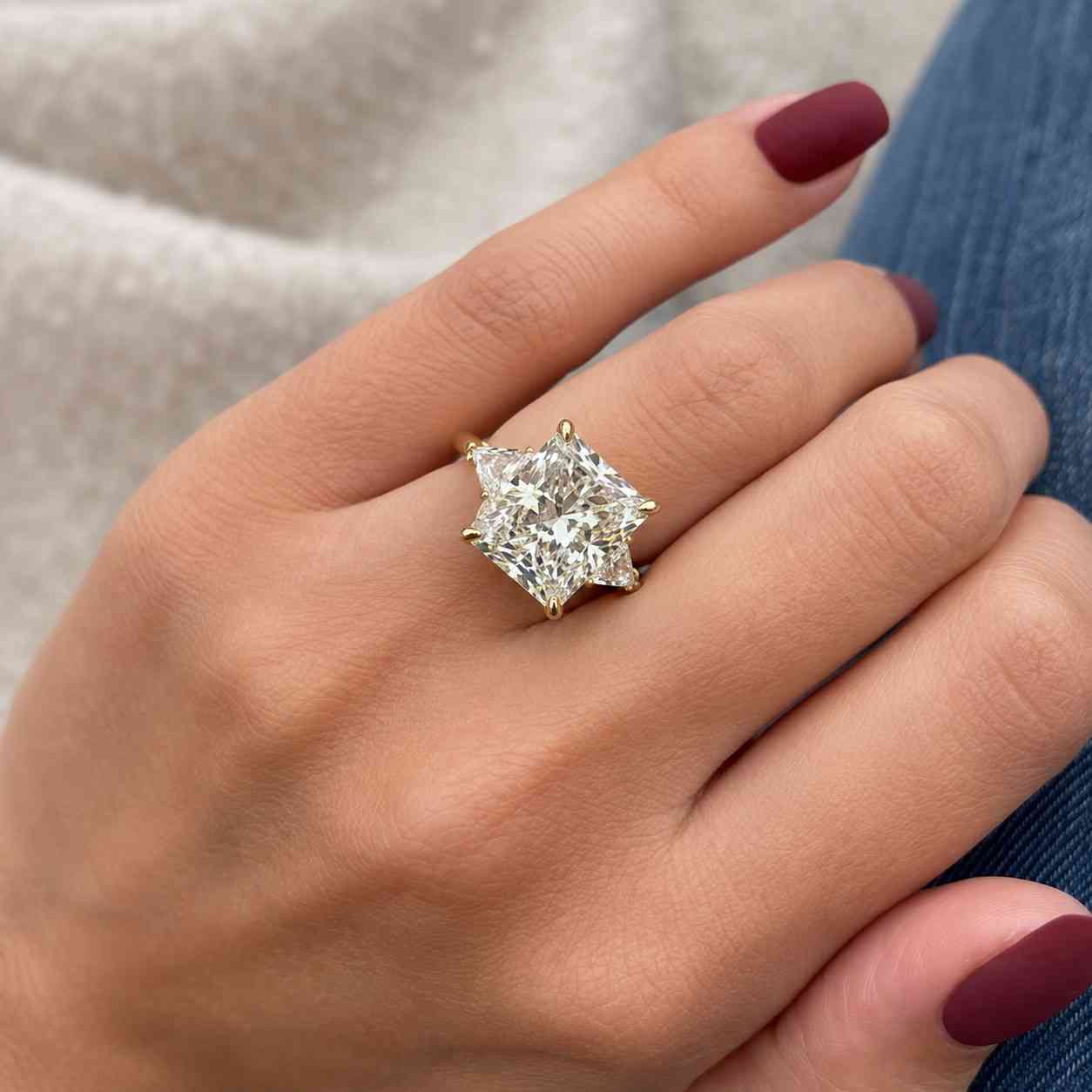 real lab grown diamond engagement ring igi certified diamond proposal ring radiant cut diamond ring 5 stone ring for her solitaire ring