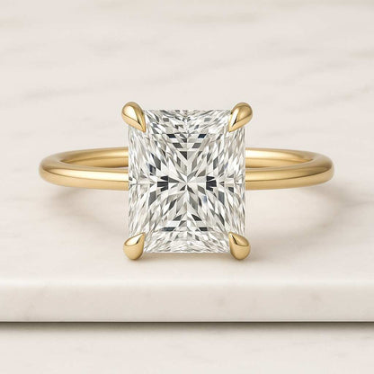 Real Lab Grown Diamond Engagement Ring IGI Certified Diamond Proposal Ring 2 Carat Radiant Cut Hidden Halo Gold Ring