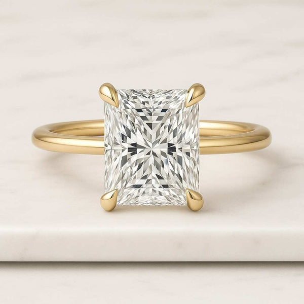 Real Lab Grown Diamond Engagement Ring IGI Certified Diamond Proposal Ring 2 Carat Radiant Cut Hidden Halo Gold Ring