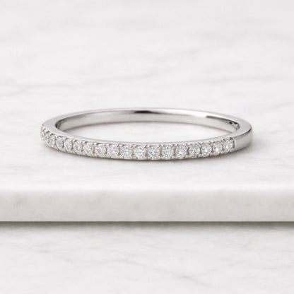 Diamond Wedding Band 10K 14K 18K Solid Gold Stacking Ring Half Eternity Ring Genuine Lab Grown Diamond Ring Anniversary Stack Ring for Women
