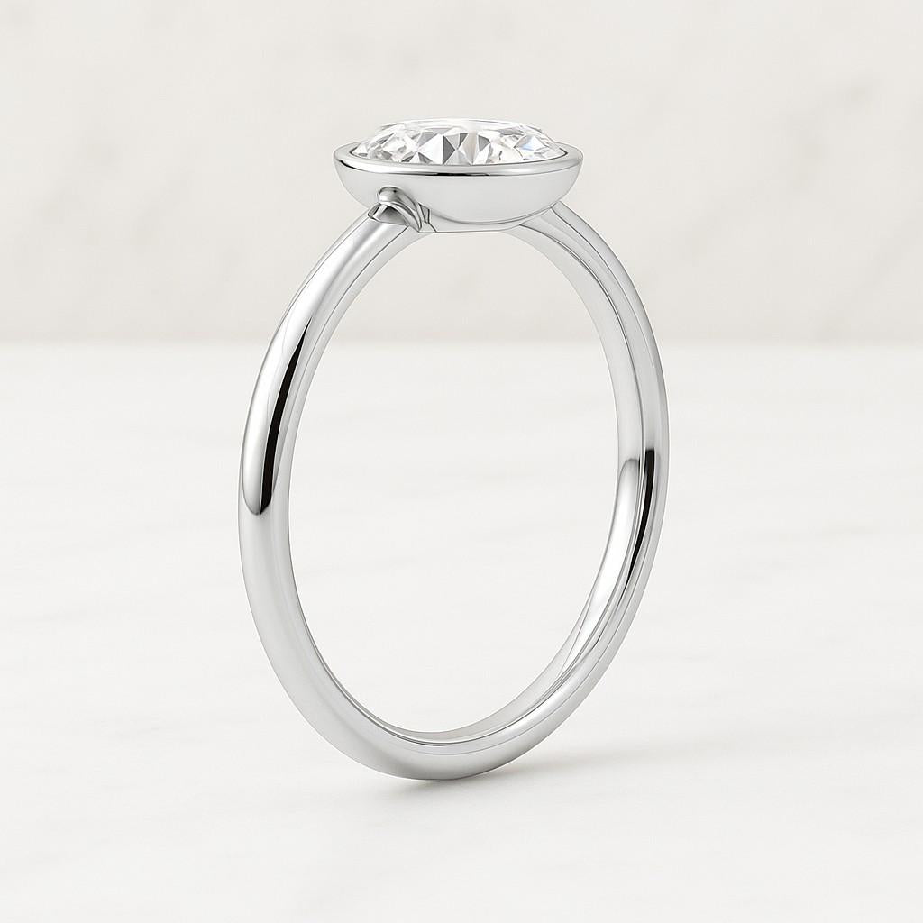 Real Lab Grown Diamond Solitaire Ring Genuine Rose Cut Diamond Engagement Ring