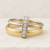 14k Gold Multi Link Diamond Connected Ring