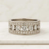 Three Row Round Diamond Half Eternity Wedding Band