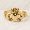 14K Yellow Gold Unique Claddagh Love Ring